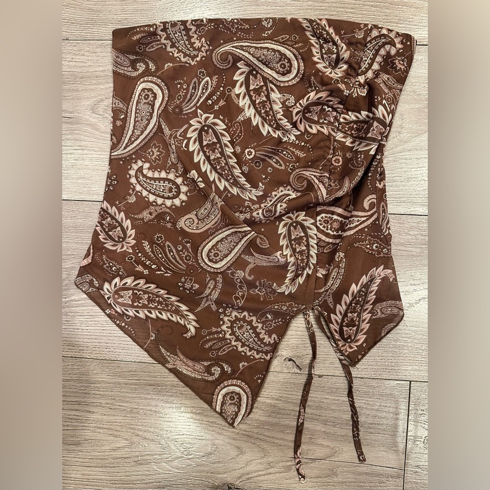 Almost Famous Y2K Paisley Bandana Side Ruching Tube Top